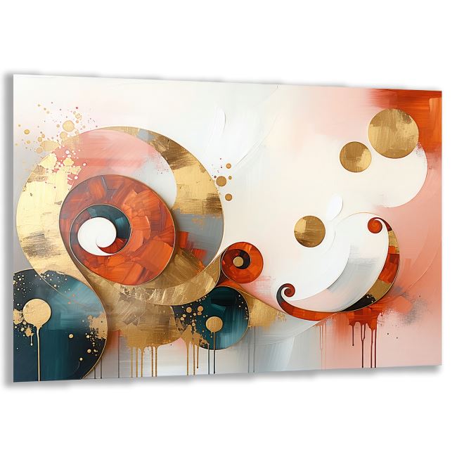 Soyut (Abstrakt) Cam Tablo - Yatay Motif 01-038 
