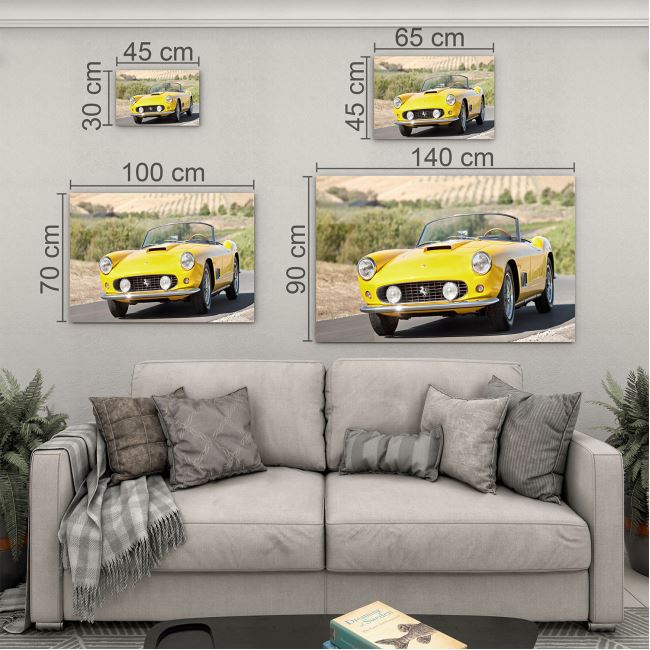Klasik Arabalar Cam Tablo - Yatay Motif 01-130 60 x 90