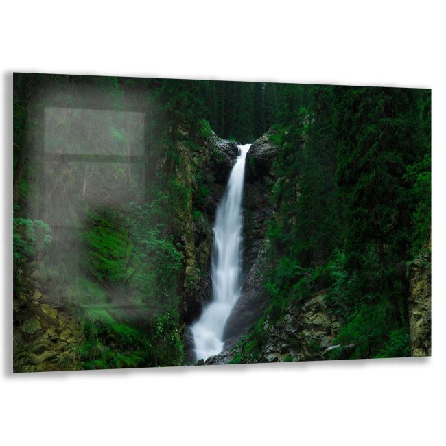 Yeşil Orman Manzaralı Cam Tablo - Yatay Motif 01-005 