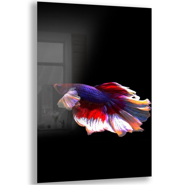 Balık Cam Tablo - Dikey Motif 02-008 