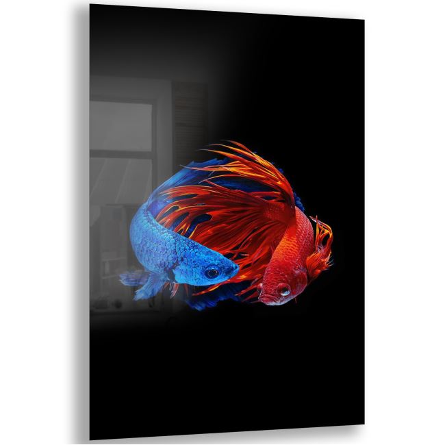 Balık Cam Tablo - Dikey Motif 02-010 