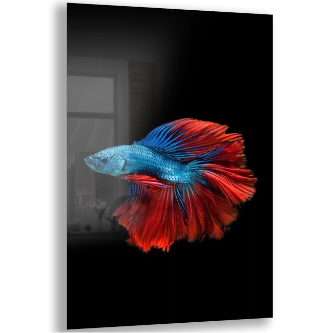 Balık Cam Tablo - Dikey Motif 02-017 