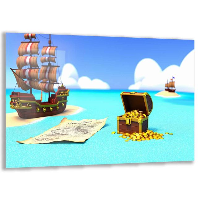 Macera ve Keşif Temalı Çocuk Odası Cam Tablo - Yatay Motif 01-002 