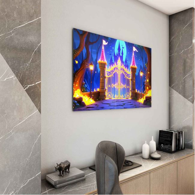 Fantastik ve Büyülü Dünyalar Temalı Çocuk Odası Cam Tablo - Yatay Motif 01-086 30x45