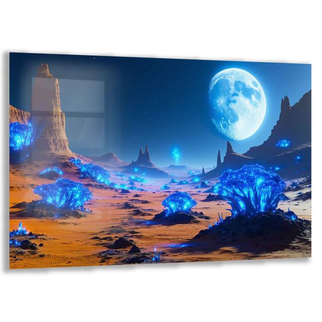 Uzay ve Bilim Temalı Çocuk Odası Cam Tablo - Yatay Motif 01-015 