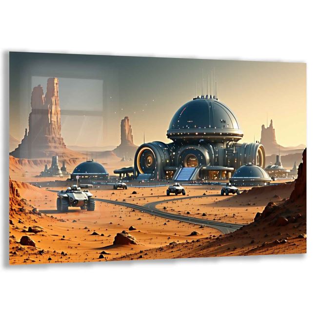 Uzay ve Bilim Temalı Çocuk Odası Cam Tablo - Yatay Motif 01-021 