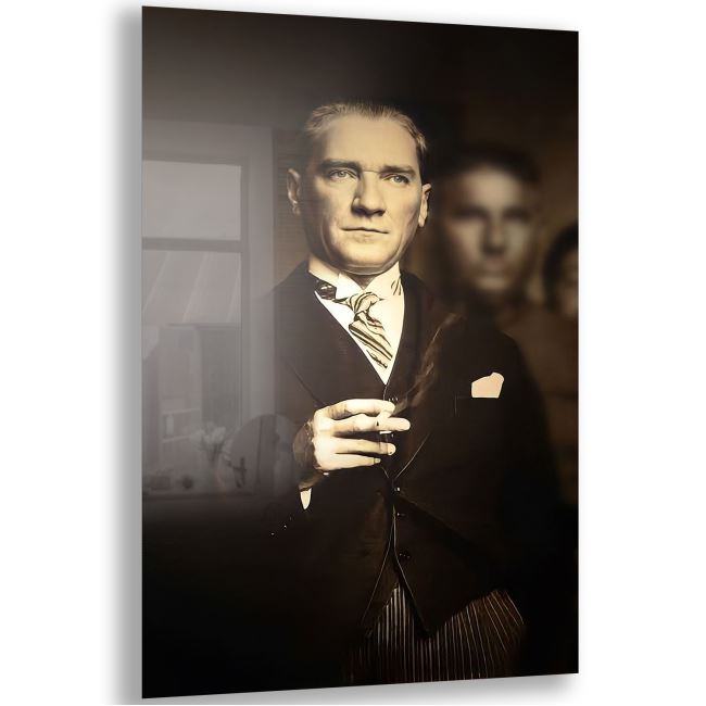 Atatürk Cam Tablo - Yatay Motif 01-001 