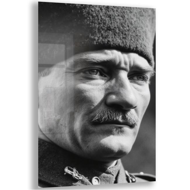 Atatürk Cam Tablo - Yatay Motif 01-002 