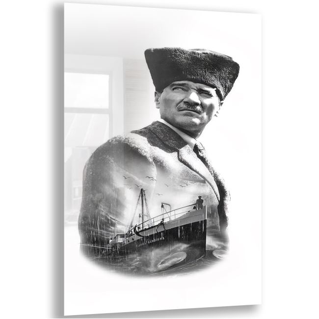 Atatürk Cam Tablo - Yatay Motif 01-003 