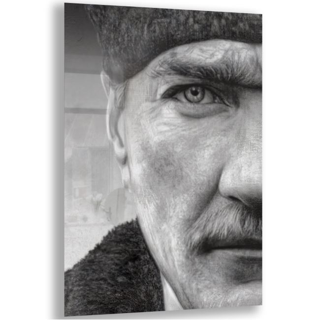 Atatürk Cam Tablo - Yatay Motif 01-005 