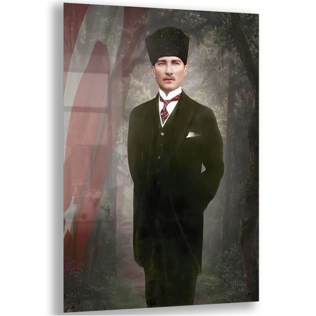 Atatürk Cam Tablo - Yatay Motif 01-008 