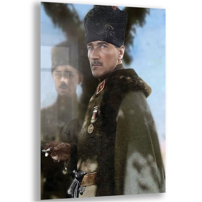 Atatürk Cam Tablo - Yatay Motif 01-010 