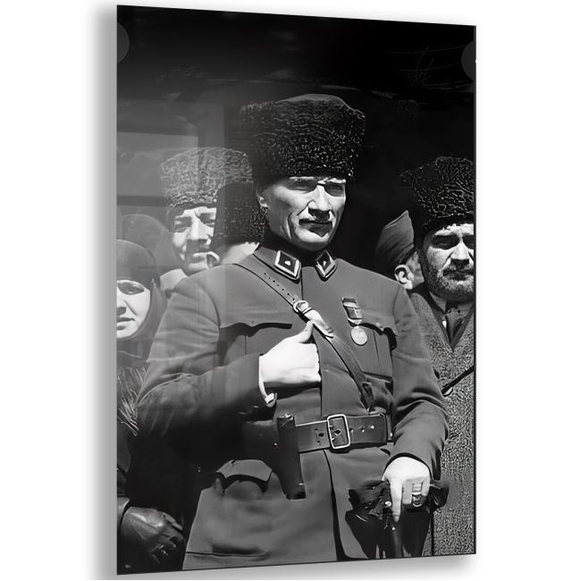 Atatürk Cam Tablo - Yatay Motif 01-013 