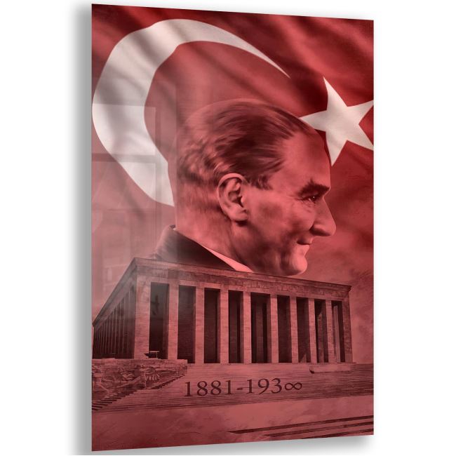 Atatürk Cam Tablo - Yatay Motif 01-014 