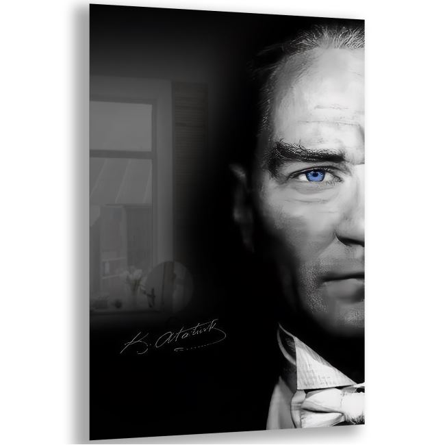 Atatürk Cam Tablo - Yatay Motif 01-015 