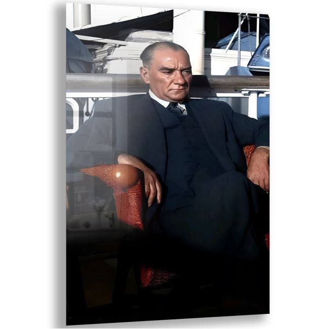 Atatürk Cam Tablo - Yatay Motif 01-018 