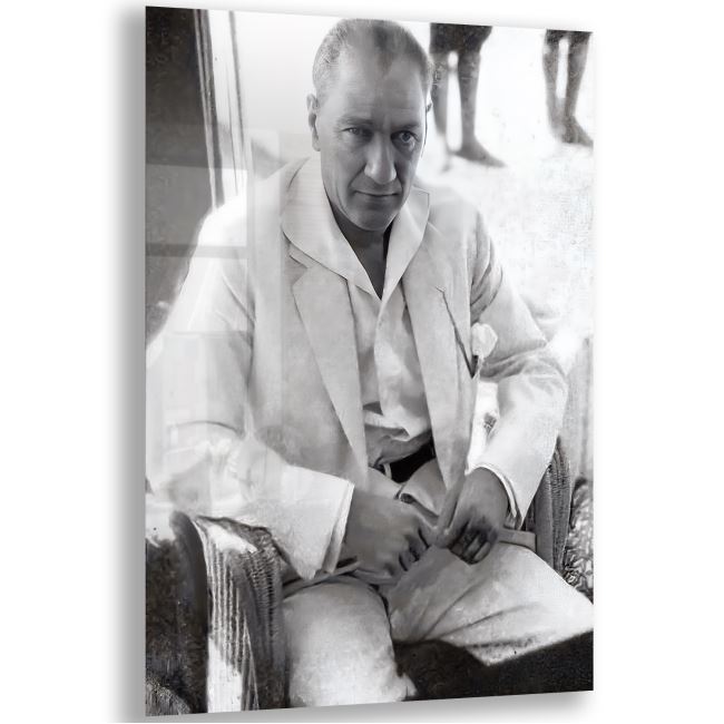 Atatürk Cam Tablo - Yatay Motif 01-019 