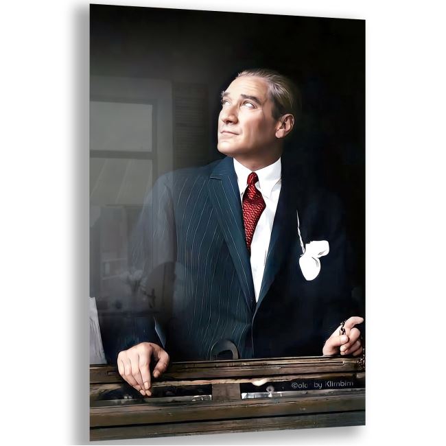 Atatürk Cam Tablo - Yatay Motif 01-023 