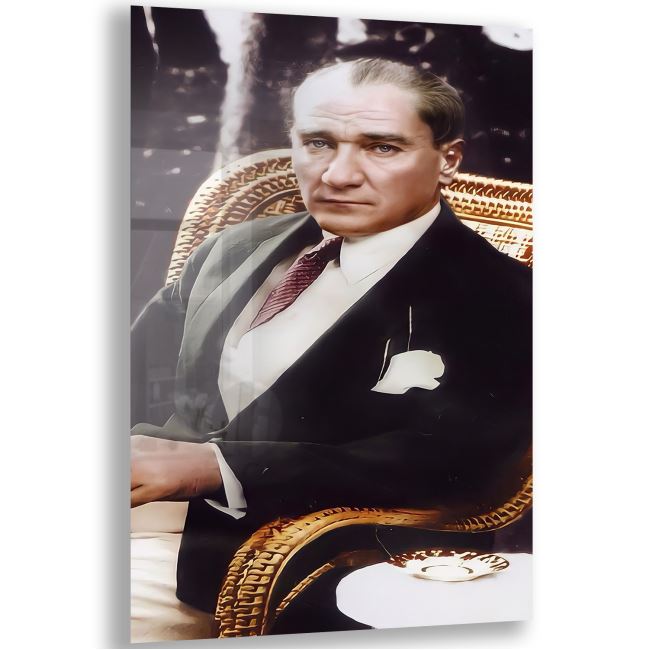 Atatürk Cam Tablo - Yatay Motif 01-026 