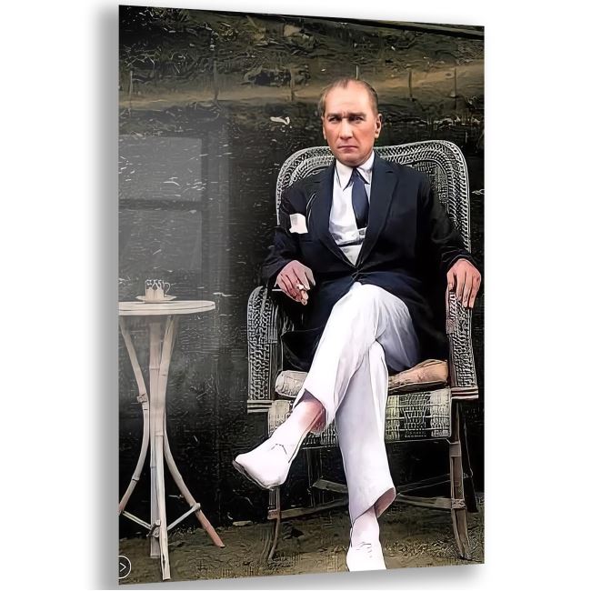 Atatürk Cam Tablo - Yatay Motif 01-033 