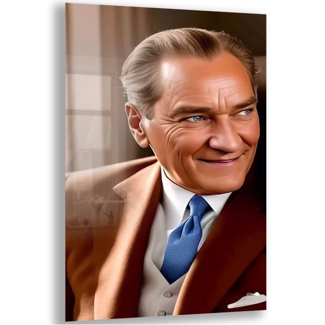 Atatürk Cam Tablo - Yatay Motif 01-049 