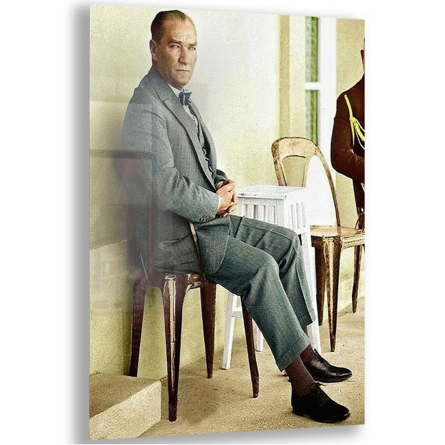 Atatürk Cam Tablo - Yatay Motif 01-082 