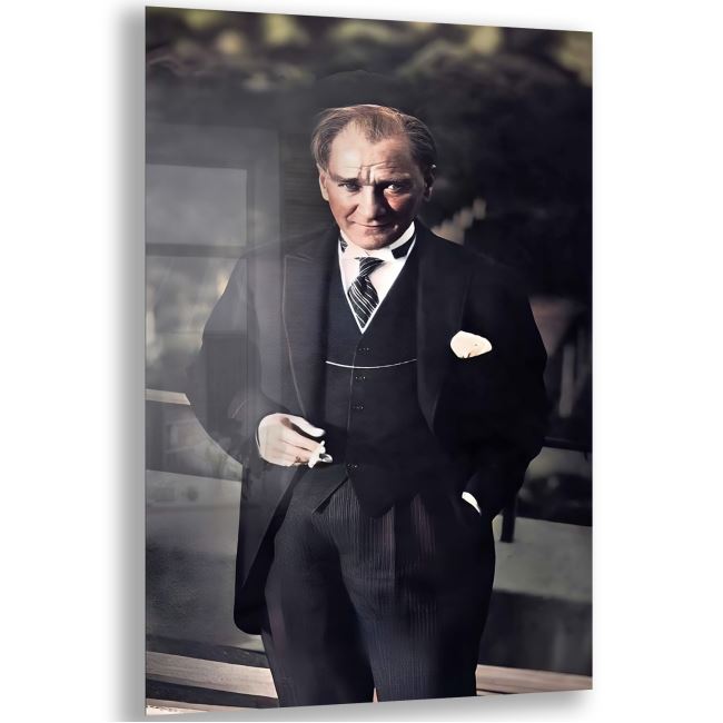 Atatürk Cam Tablo - Yatay Motif 01-086 
