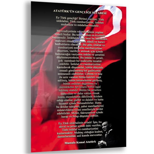 Atatürk Cam Tablo - Yatay Motif 01-095 