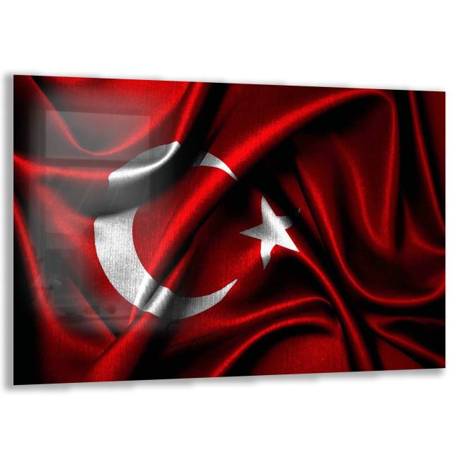 Türk Bayrağı Cam Tablo - Dikey Motif 01-003 