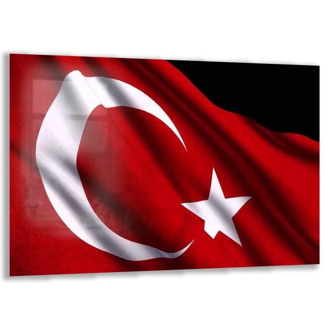 Türk Bayrağı Cam Tablo - Dikey Motif 01-004 