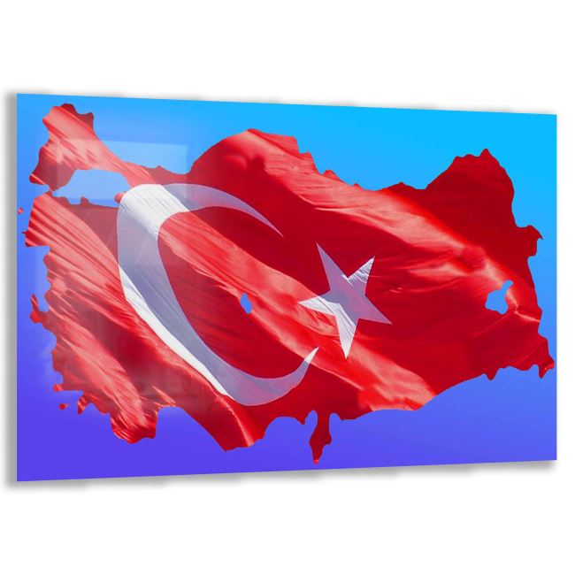 Türk Bayrağı Cam Tablo - Dikey Motif 01-007 