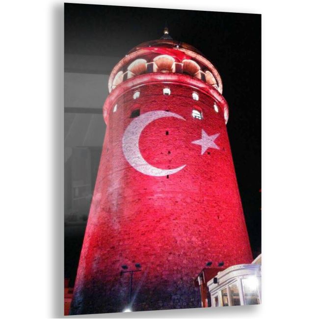 Türk Bayrağı Cam Tablo - Yatay Motif 01-021 