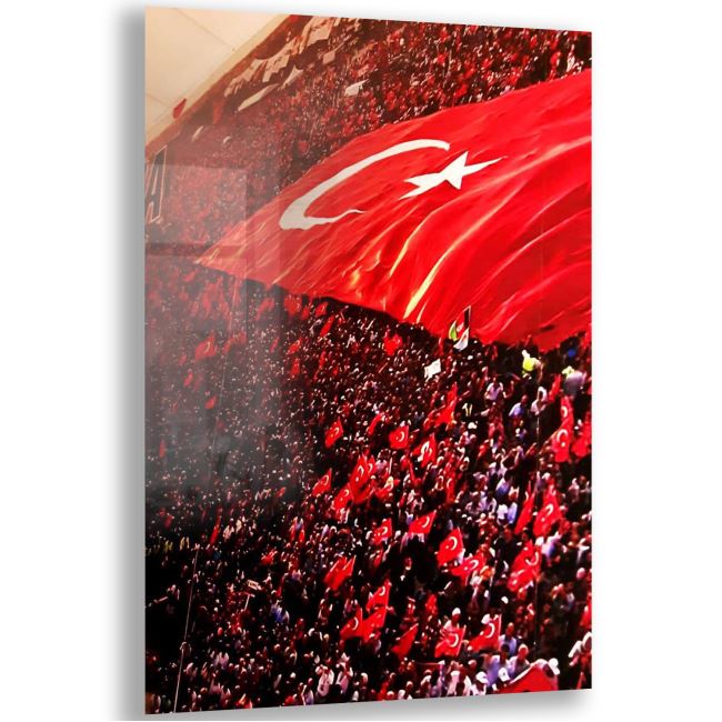 Türk Bayrağı Cam Tablo - Yatay Motif 01-022 