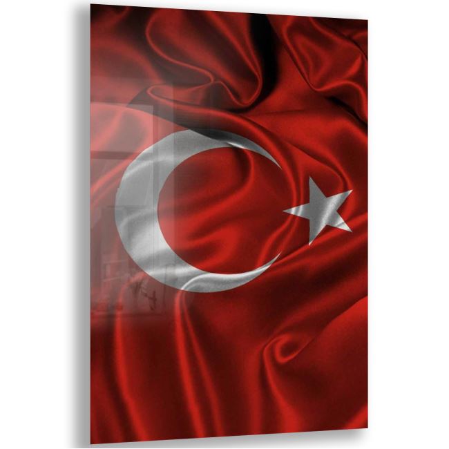 Türk Bayrağı Cam Tablo - Yatay Motif 01-024 