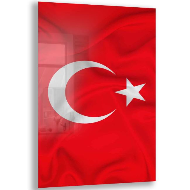 Türk Bayrağı Cam Tablo - Yatay Motif 01-027 