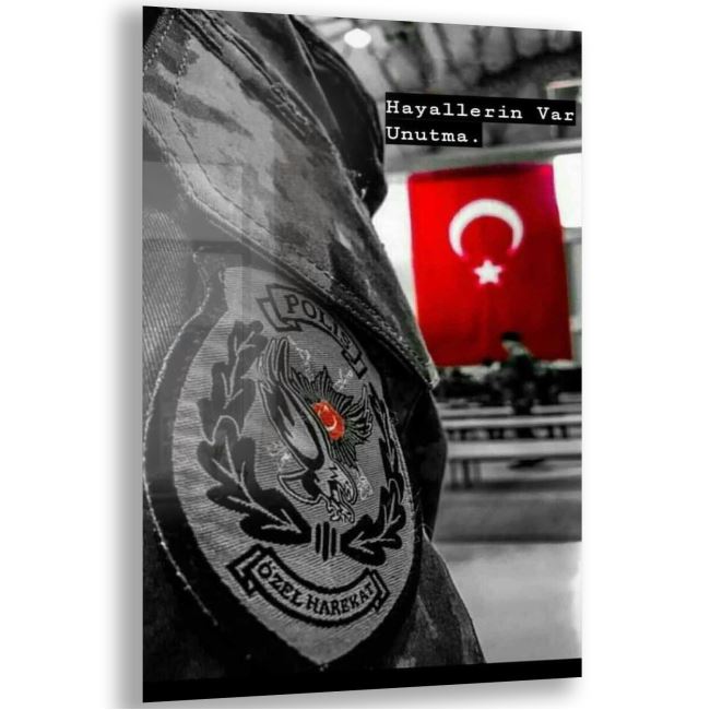 Asker - Polis Cam Tablo - Dikey Motif 02-001 