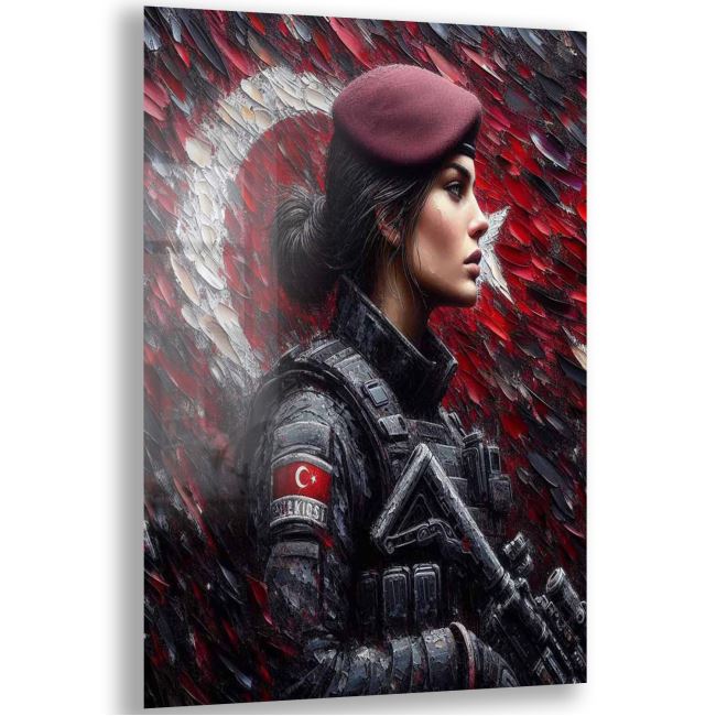 Asker - Polis Cam Tablo - Dikey Motif 02-017 