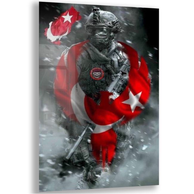 Asker - Polis Cam Tablo - Dikey Motif 02-018 