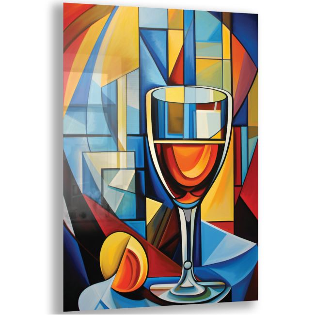 Sanatsal Cam Tablo - Kübizm - Dikey Motif 02-009 