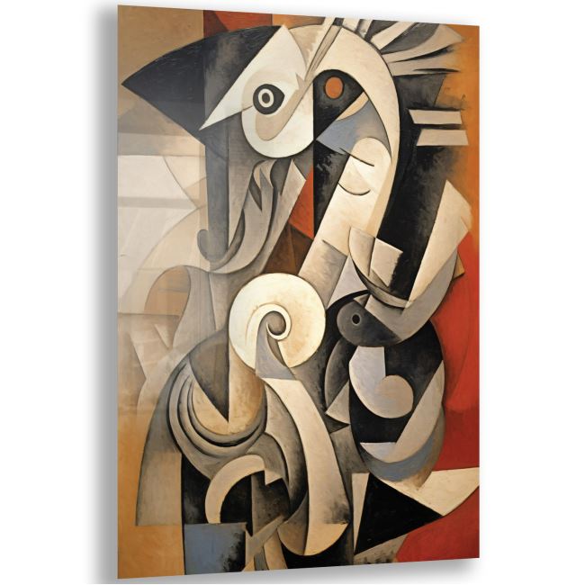 Sanatsal Cam Tablo - Kübizm - Dikey Motif 02-015 