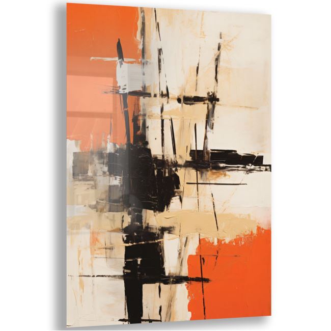 Sanatsal Cam Tablo - Abstrakt Ekspresyonizm - Dikey Motif 06-005 