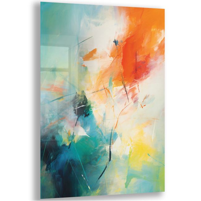 Sanatsal Cam Tablo - Abstrakt Ekspresyonizm - Dikey Motif 06-013 