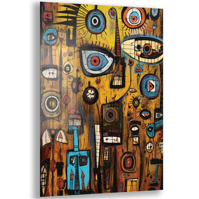 Sanatsal Cam Tablo - Art Brut - Dikey Motif 16-010 