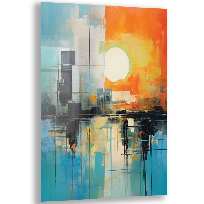 Sanatsal Cam Tablo - Abstrakt Sanat - Dikey Motif 17-001 
