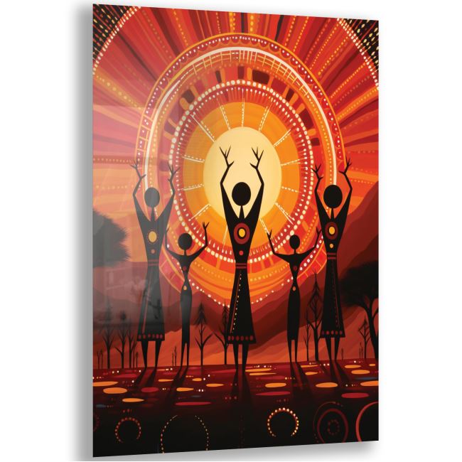Sanatsal Cam Tablo - Tribal Sanatı - Dikey Motif 19-009 