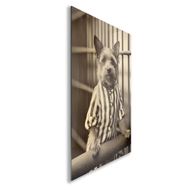 Hayvan Cam Tablo - Sevimli Dostlar Hapishanede - Dikey Motif 05-026 