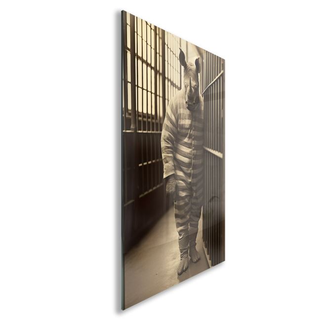 Hayvan Cam Tablo - Sevimli Dostlar Hapishanede - Dikey Motif 05-063 