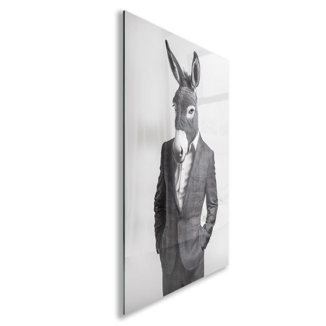 Hayvan Cam Tablo - Takım Elbiseli Sevimli Dostlar - Dikey Motif 07-006 