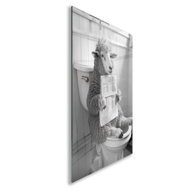 Hayvan Cam Tablo - Sevimli Dostlar Lavaboda - Dikey Motif 08-235 