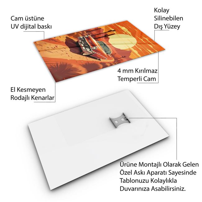 Vintage Cam Tablo - Türkiye Manzaraları - Dikey Motif 01-002 30 x 45
